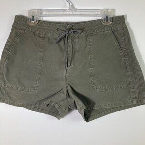 Womens DKNY Army Green Drawstring Waist Cotton Ripstop Active Shorts 10‎
